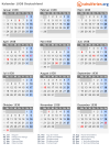 Kalender 1938 mit Ferien und Feiertagen Deutschland