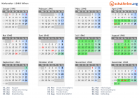 Kalender 1946 mit Ferien und Feiertagen Wien