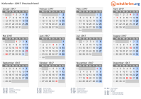 Kalender 1947 mit Ferien und Feiertagen Deutschland