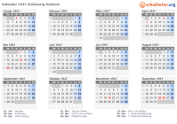 Kalender 1947 mit Ferien und Feiertagen Schleswig-Holstein