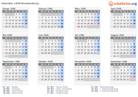 Kalender 1948 mit Ferien und Feiertagen Brandenburg