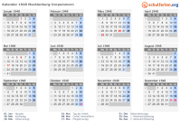 Kalender 1948 mit Ferien und Feiertagen Mecklenburg-Vorpommern