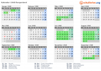 Kalender 1948 mit Ferien und Feiertagen Burgenland