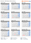 Kalender 1950 mit Ferien und Feiertagen Baden-Württemberg