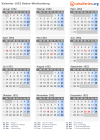 Kalender 1952 mit Ferien und Feiertagen Baden-Württemberg