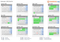 Kalender 1952 mit Ferien und Feiertagen Berlin
