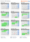 Kalender 1952 mit Ferien und Feiertagen Hamburg