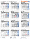 Kalender 1952 mit Ferien und Feiertagen Mecklenburg-Vorpommern