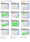 Kalender 1952 mit Ferien und Feiertagen Rheinland-Pfalz