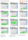 Kalender 1953 mit Ferien und Feiertagen Bremen