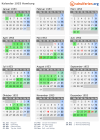 Kalender 1953 mit Ferien und Feiertagen Hamburg
