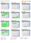 Kalender 1953 mit Ferien und Feiertagen Hessen