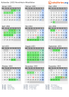 Kalender 1953 mit Ferien und Feiertagen Nordrhein-Westfalen