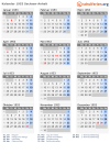 Kalender 1953 mit Ferien und Feiertagen Sachsen-Anhalt