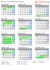 Kalender 1953 mit Ferien und Feiertagen Schleswig-Holstein