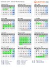 Kalender 1954 mit Ferien und Feiertagen Baden-Württemberg