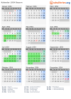 Kalender 1954 mit Ferien und Feiertagen Bayern
