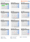 Kalender 1954 mit Ferien und Feiertagen Bremen
