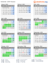 Kalender 1954 mit Ferien und Feiertagen Hessen