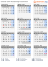 Kalender 1954 mit Ferien und Feiertagen Mecklenburg-Vorpommern