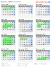 Kalender 1954 mit Ferien und Feiertagen Niedersachsen