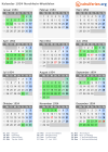 Kalender 1954 mit Ferien und Feiertagen Nordrhein-Westfalen