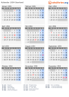 Kalender 1954 mit Ferien und Feiertagen Saarland