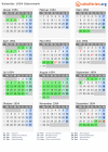 Kalender 1954 mit Ferien und Feiertagen Steiermark