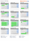 Kalender 1954 mit Ferien und Feiertagen Wien