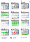 Kalender 1955 mit Ferien und Feiertagen Baden-Württemberg