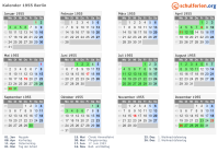 Kalender 1955 mit Ferien und Feiertagen Berlin