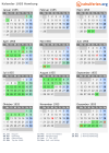 Kalender 1955 mit Ferien und Feiertagen Hamburg