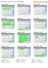 Kalender 1955 mit Ferien und Feiertagen Nordrhein-Westfalen