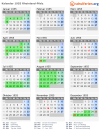 Kalender 1955 mit Ferien und Feiertagen Rheinland-Pfalz