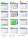 Kalender 1956 mit Ferien und Feiertagen Baden-Württemberg