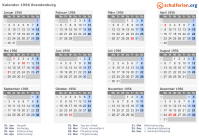 Kalender 1956 mit Ferien und Feiertagen Brandenburg