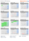 Kalender 1956 mit Ferien und Feiertagen Hamburg