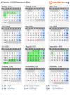 Kalender 1956 mit Ferien und Feiertagen Rheinland-Pfalz
