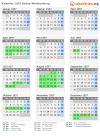 Kalender 1957 mit Ferien und Feiertagen Baden-Württemberg