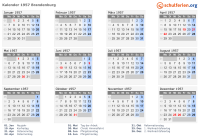 Kalender 1957 mit Ferien und Feiertagen Brandenburg