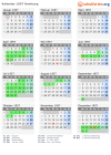 Kalender 1957 mit Ferien und Feiertagen Hamburg