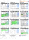 Kalender 1957 mit Ferien und Feiertagen Hessen