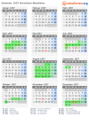 Kalender 1957 mit Ferien und Feiertagen Nordrhein-Westfalen