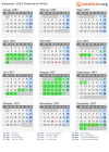 Kalender 1957 mit Ferien und Feiertagen Rheinland-Pfalz
