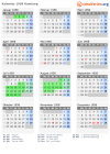 Kalender 1958 mit Ferien und Feiertagen Hamburg