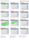 Kalender 1958 mit Ferien und Feiertagen Hessen