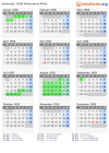 Kalender 1958 mit Ferien und Feiertagen Rheinland-Pfalz