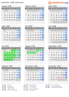 Kalender 1958 mit Ferien und Feiertagen Saarland