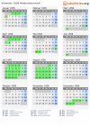 Kalender 1958 mit Ferien und Feiertagen Niederösterreich