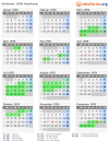 Kalender 1959 mit Ferien und Feiertagen Hamburg